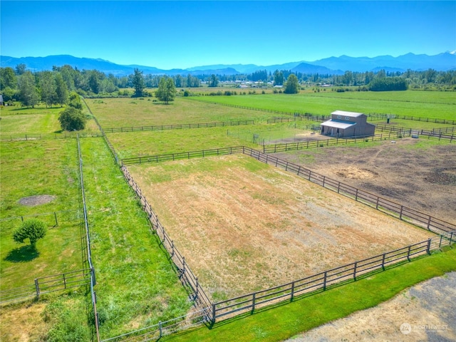 bird's eye view with a rural view and a mountain view