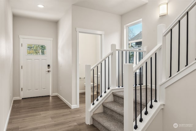 entrance foyer featuring light wood-type flooring