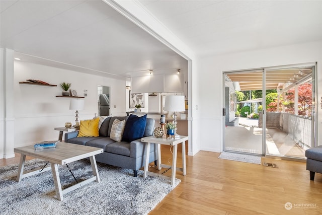 living room featuring light hardwood / wood-style floors