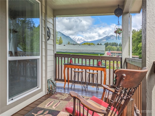 balcony with a mountain view