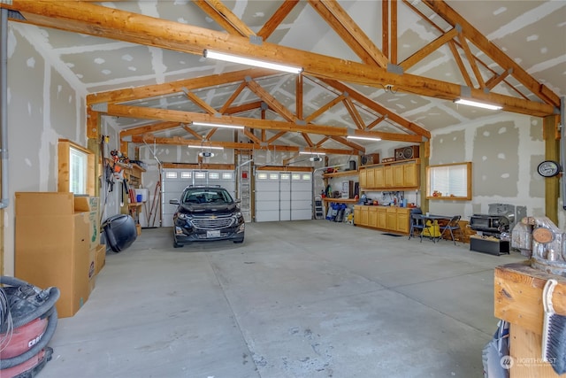 garage with a garage door opener