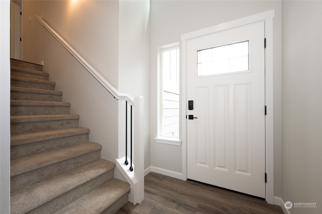 entrance foyer with dark hardwood / wood-style flooring