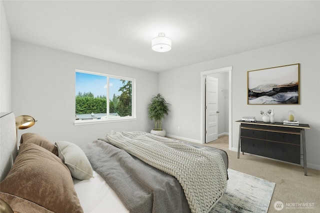 bedroom featuring baseboards and carpet flooring