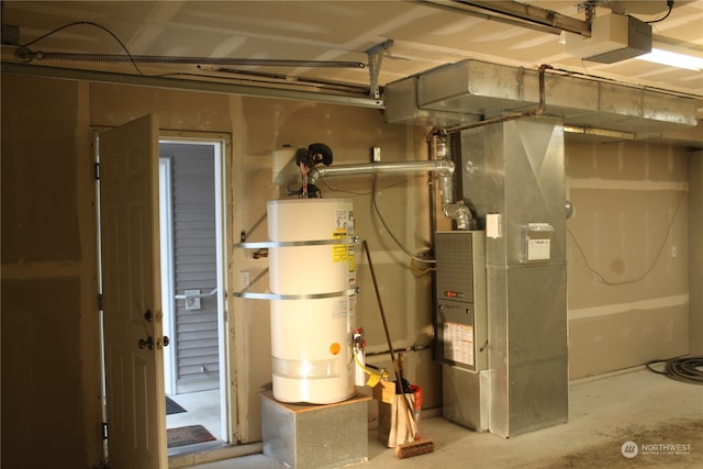 utility room with secured water heater