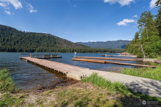 dock area with a water and mountain view