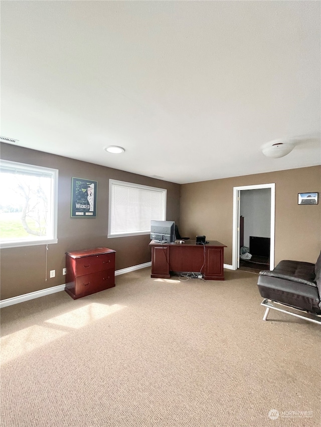 carpeted living room featuring a healthy amount of sunlight