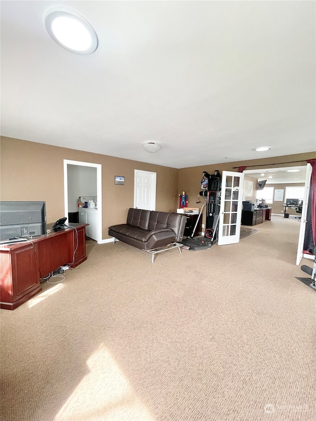 living room with carpet flooring