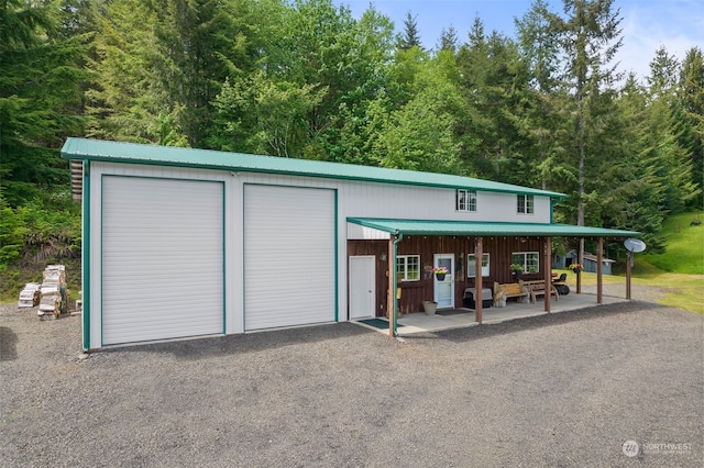 exterior space featuring a garage