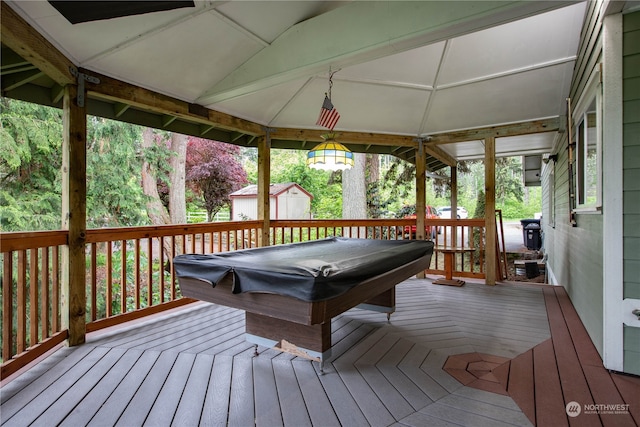 wooden terrace with a gazebo