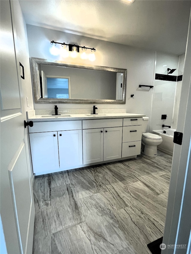 410 Summer Pl SW, Mattawa, WA 99349 - full bathroom with tile floors, vanity, toilet, and tiled shower / bath combo