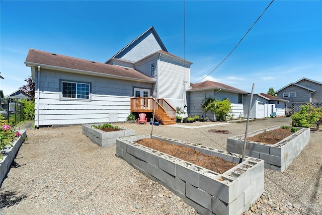 view of front of property featuring a deck