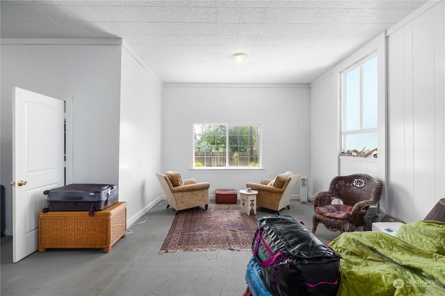 sitting room featuring crown molding