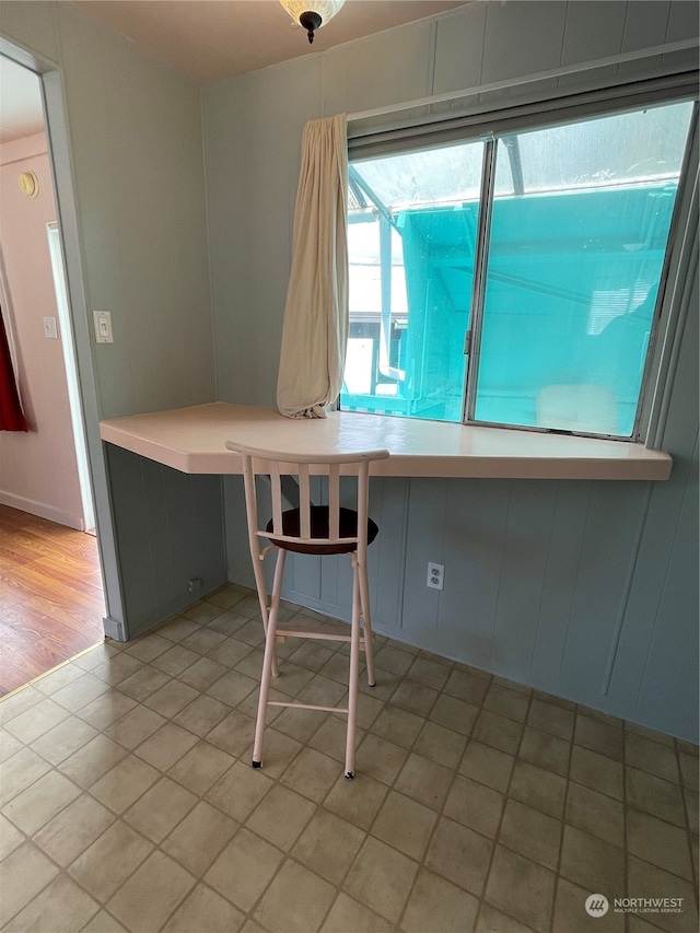 unfurnished dining area with light hardwood / wood-style flooring