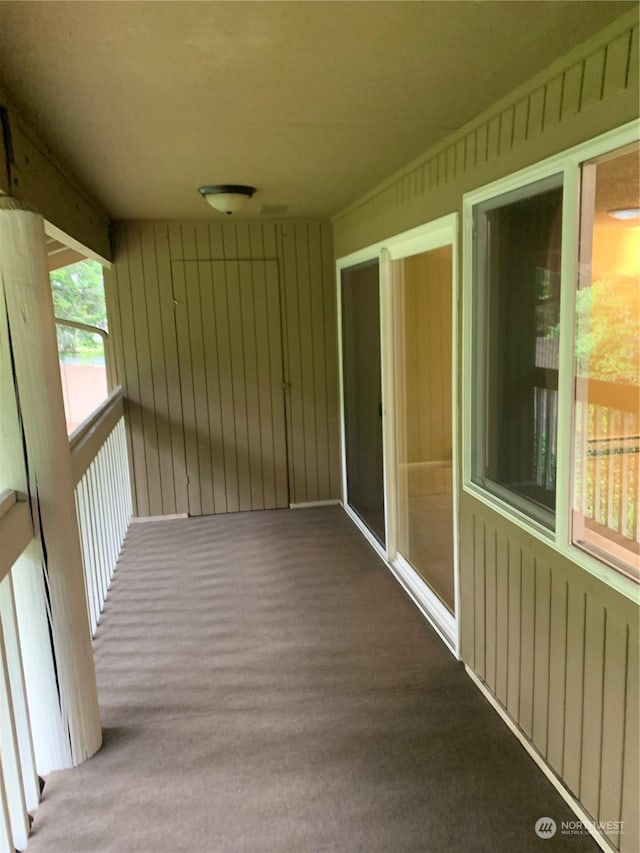 view of unfurnished sunroom