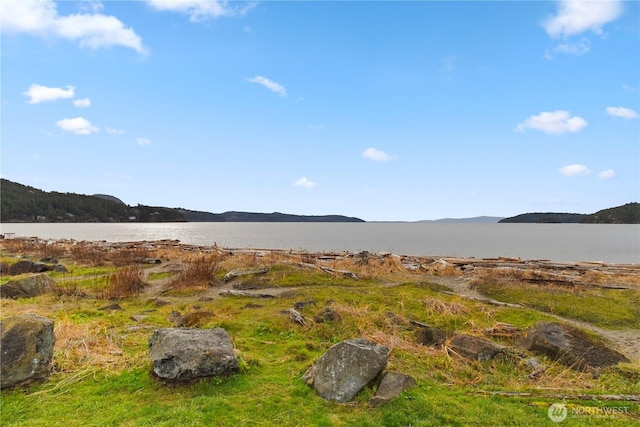 property view of water featuring a mountain view