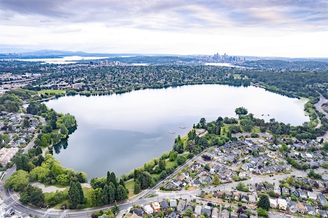 bird's eye view featuring a water view