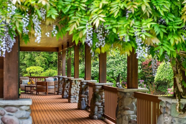 wooden deck with covered porch