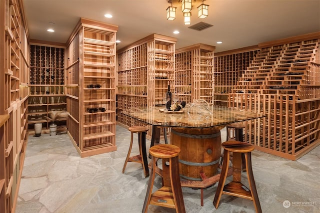 view of wine cellar