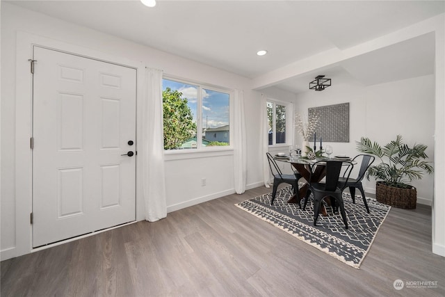 dining room with hardwood / wood-style flooring