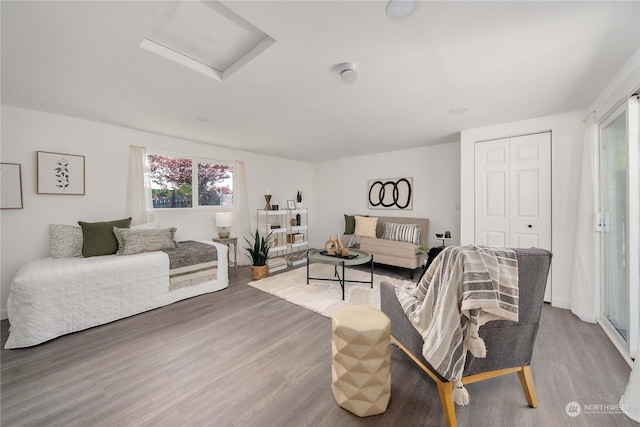 living room with hardwood / wood-style flooring