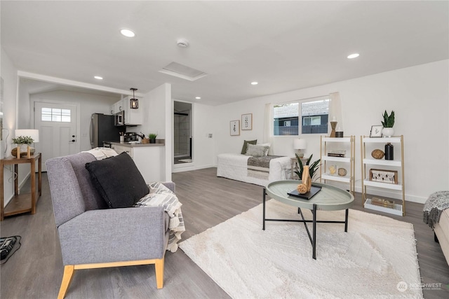 living room with hardwood / wood-style flooring