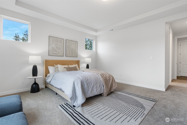 carpeted bedroom featuring multiple windows