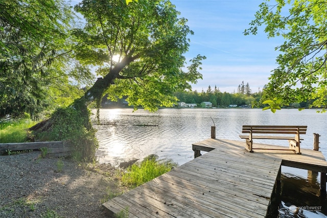 view of dock featuring a water view