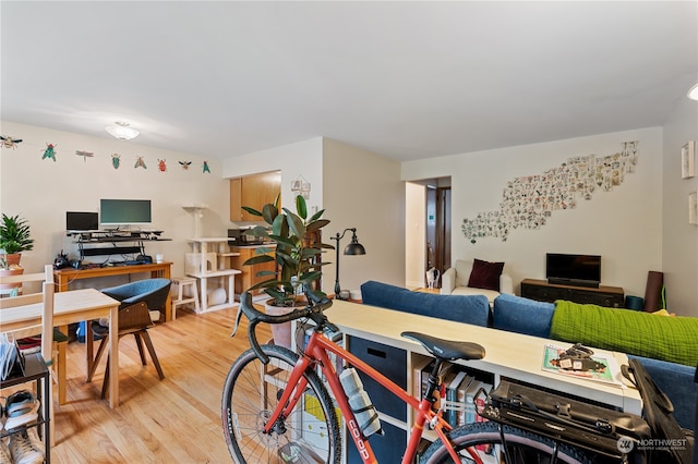 living room featuring light wood-type flooring