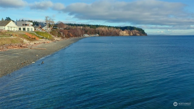 view of water feature with a view of the beach