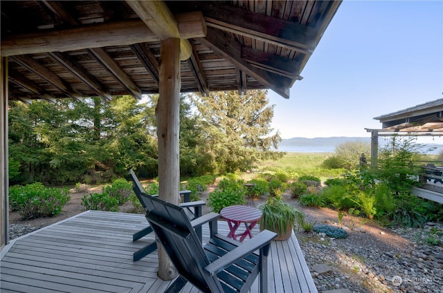 deck featuring a mountain view