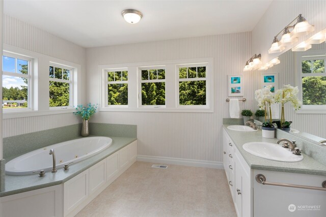 6504 44th Ave NE, Olympia, WA 98516 - full bathroom featuring double vanity and a jetted tub