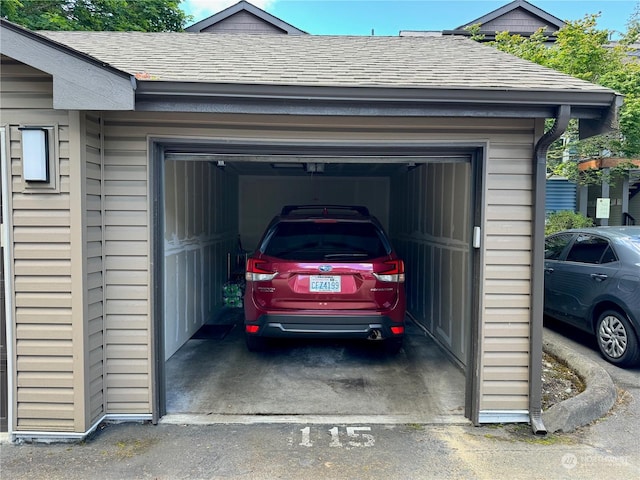 view of garage