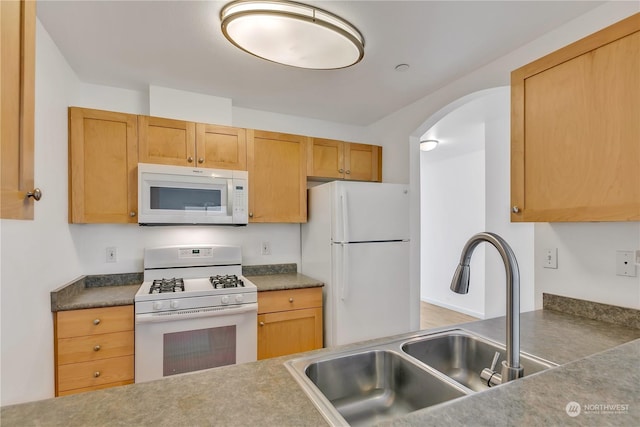 kitchen featuring sink and white appliances