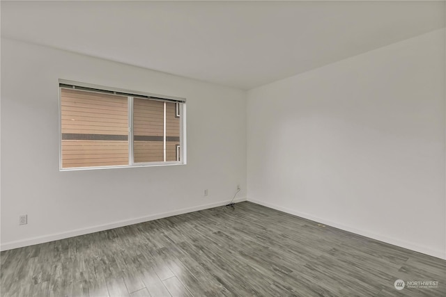 spare room featuring wood-type flooring