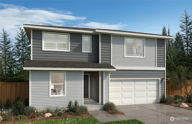 view of front of property with a garage