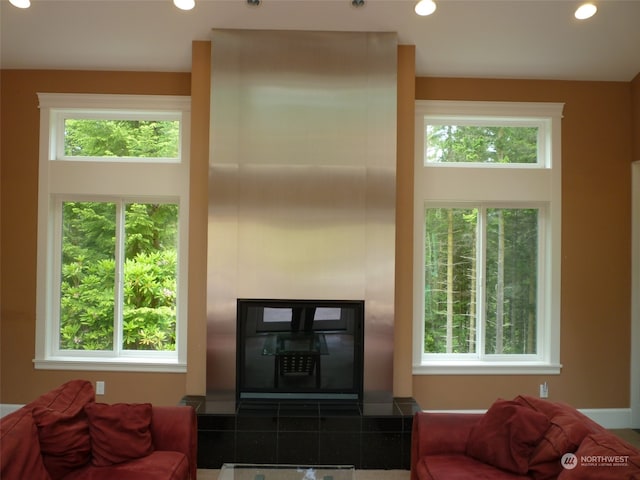 living room with plenty of natural light