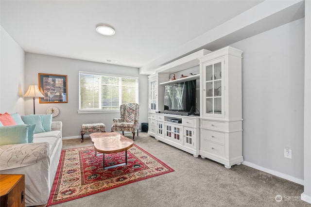 living room with carpet