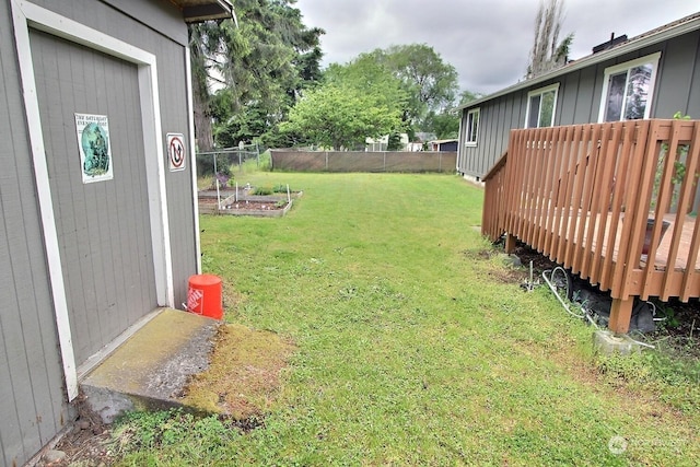 view of yard with a deck