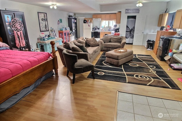 living room with light wood-type flooring