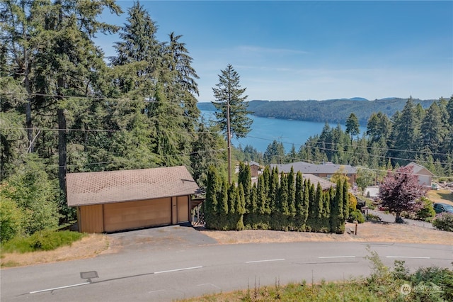 property view of water featuring a mountain view