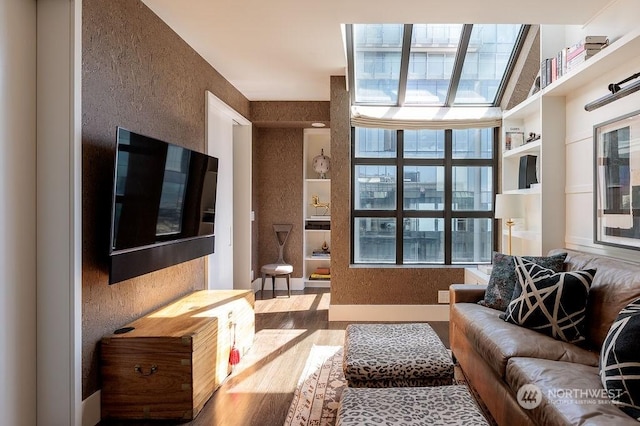 living room with wood-type flooring