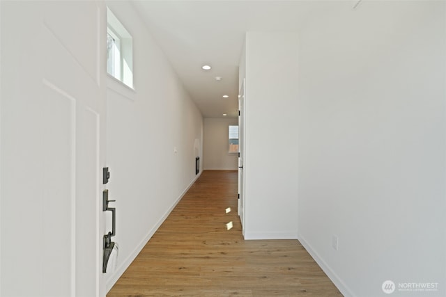 11118 NE 91st Ave, Vancouver, WA 98662 - hallway with light wood finished floors, recessed lighting, baseboards, and plenty of natural light