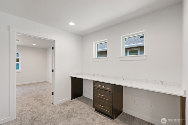 11118 NE 91st Ave, Vancouver, WA 98662 - unfurnished office featuring recessed lighting, built in study area, light colored carpet, and baseboards