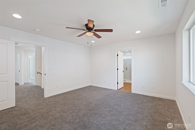 11118 NE 91st Ave, Vancouver, WA 98662 - spare room with visible vents, a ceiling fan, recessed lighting, and carpet floors