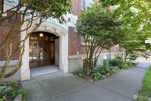 view of exterior entry with french doors