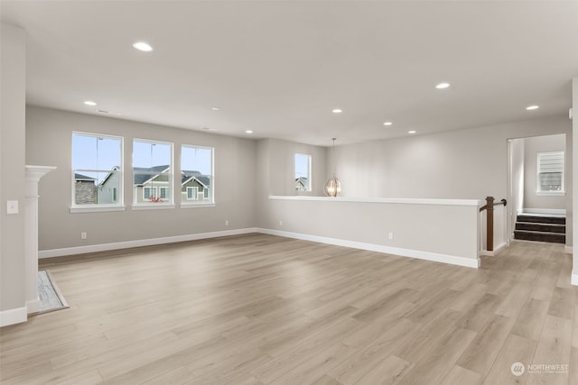 empty room featuring light wood-type flooring