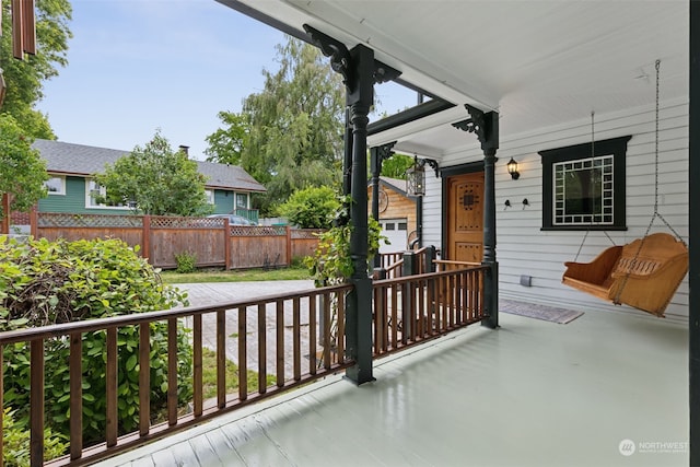 view of patio featuring a porch