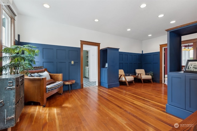 living area featuring light hardwood / wood-style floors