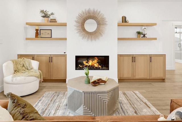 living area featuring light hardwood / wood-style floors