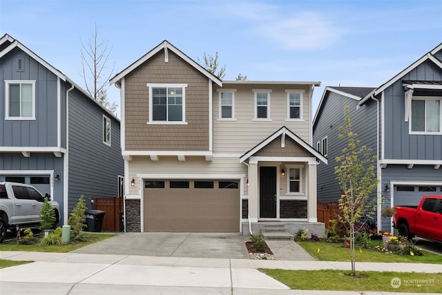 craftsman house with a garage